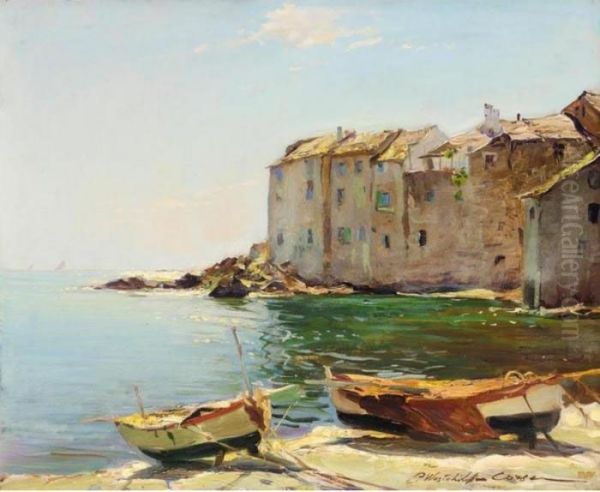 Fishermen's Houses In Erbalunga, Corsica Oil Painting by Constantin Alexandr. Westchiloff