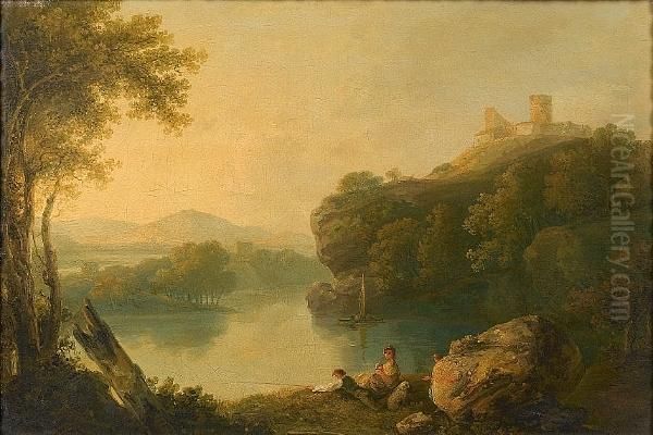 River View ('on The Arno') Oil Painting by Richard Wilson