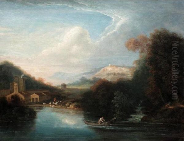 A Rustic Landcsape In Summer Oil Painting by Richard Wilson