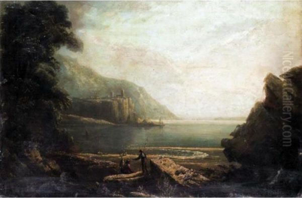 Landscape With Figures Oil Painting by Richard Wilson