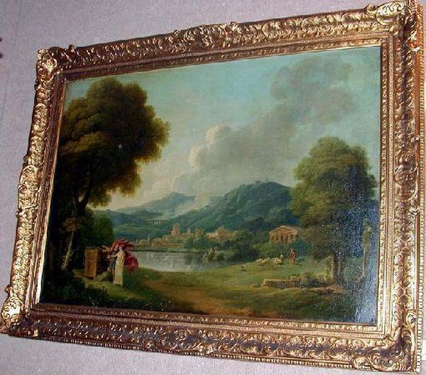 An Extensive Classical Landscape With Figures Oil Painting by Richard Wilson