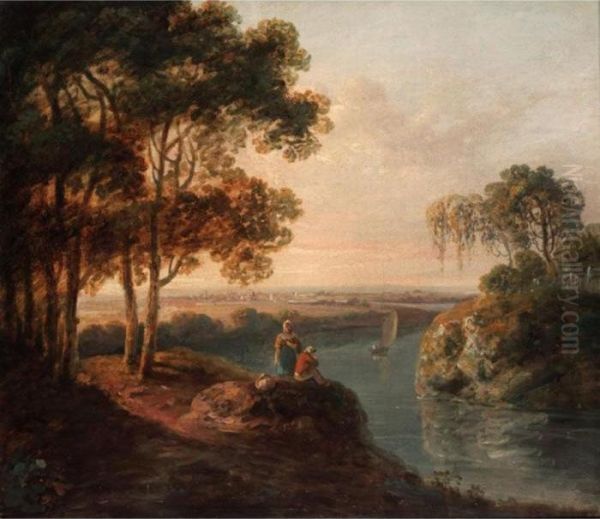 Resting By A River Oil Painting by Richard Wilson