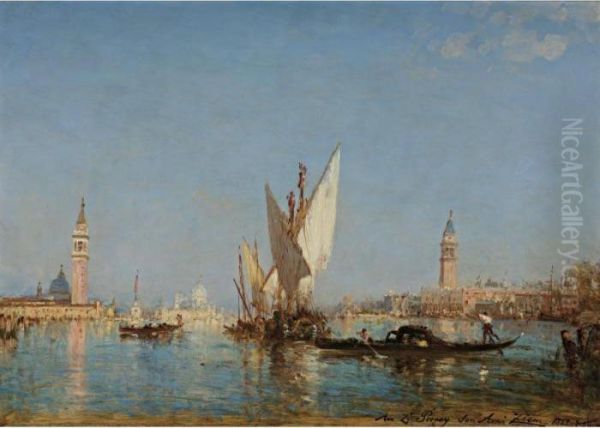 Entrance To The Grand Canal Oil Painting by Felix Ziem