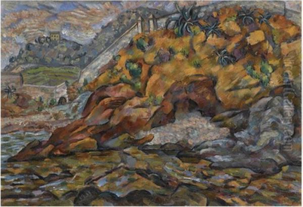 View Near Bastia Oil Painting by Vladimir Baranoff-Rossine