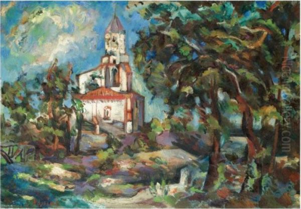 The Church Oil Painting by Vladimir Baranoff-Rossine