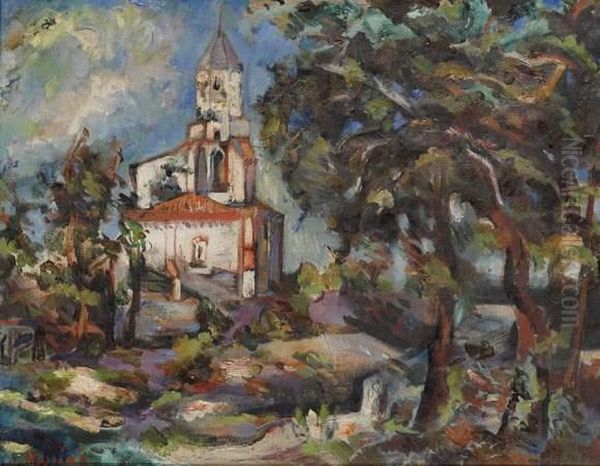 Eglise, Circa 1914 Oil Painting by Vladimir Baranoff-Rossine