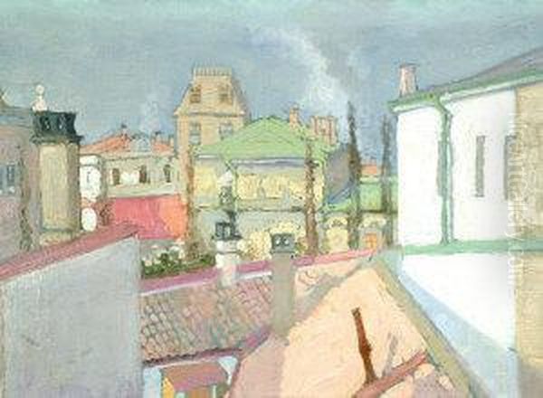 Les Toits D'odessa Oil Painting by Vladimir Baranoff-Rossine