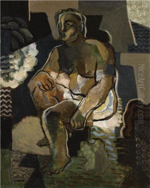 Seated Figure Oil Painting by Vladimir Baranoff-Rossine