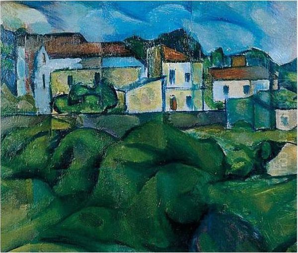 Red Roofs, C.1910 Oil Painting by Vladimir Baranoff-Rossine