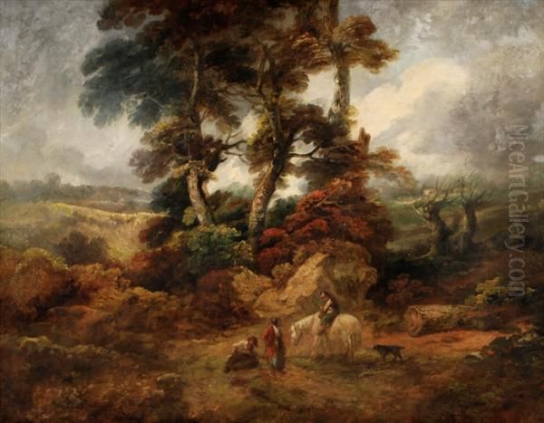 Travellers In A Wooded Landscape by Thomas Barker of Bath