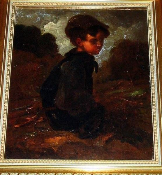 Study Of A Young Boy, Seated Oil Painting by Thomas Barker of Bath