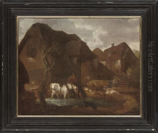 The Farmyard Oil Painting by Thomas Barker of Bath