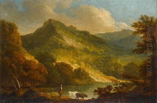 A Mountainous Landscape Oil Painting by Thomas Barker of Bath