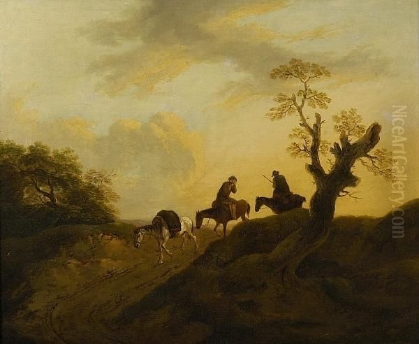 Travellers On A Country Road Oil Painting by Thomas Barker of Bath