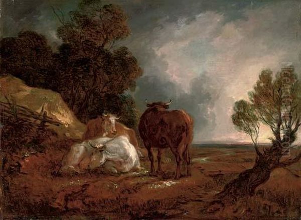 A Wooded Landscape With Cattle Oil Painting by Thomas Barker of Bath