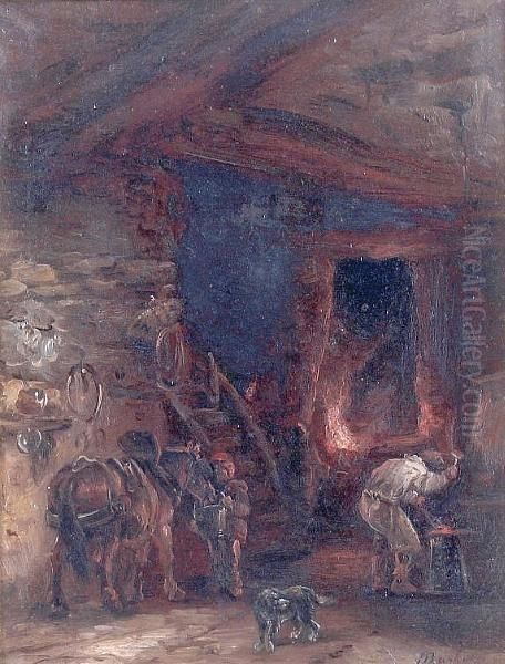 In The Blacksmith's Forge Oil Painting by Thomas Barker of Bath