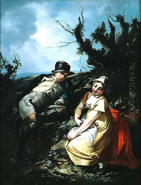 The Courtship Oil Painting by Thomas Barker of Bath