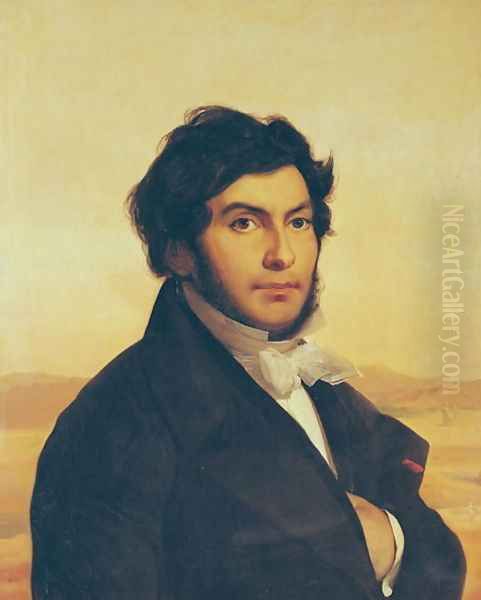 Portrait of Jean-Francois Champollion (1790-1832) 1831 Oil Painting by Leon Cogniet