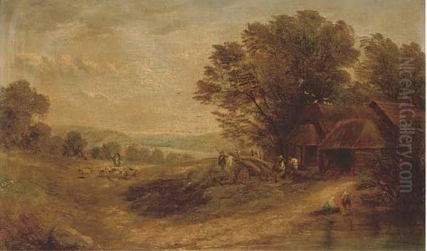 Timberjacks By A Cottage Oil Painting by Henry John Boddington