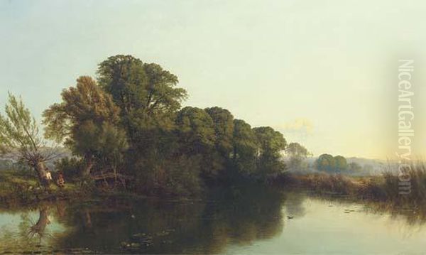 A Summer's Evening On The Thames Oil Painting by Henry John Boddington