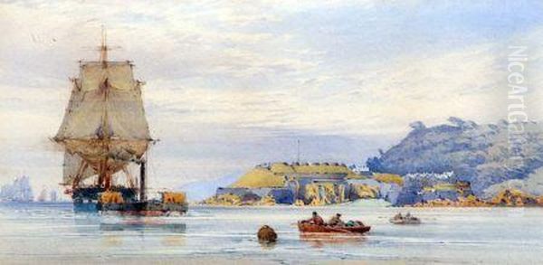 Shipping Off A Coast Oil Painting by John Callow