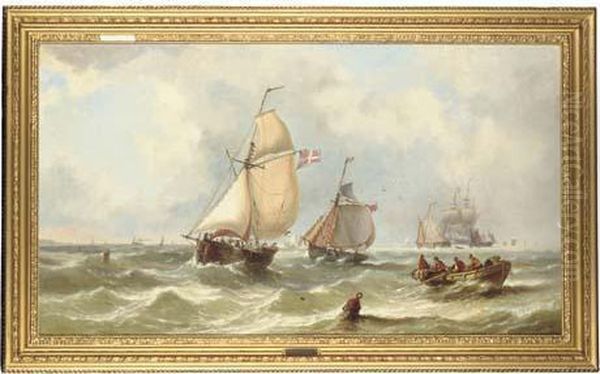 Fishing Boats Off Deal Oil Painting by John Callow