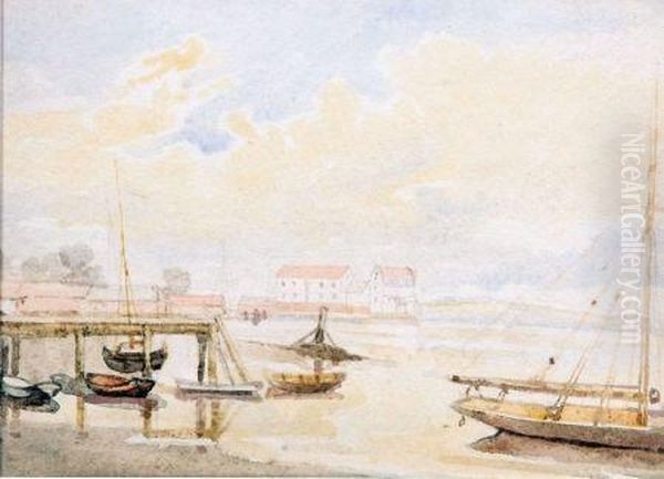 River Scene With Jetty, Figures And Ship Oil Painting by Thomas Gainsborough