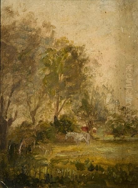 Horses In A Meadow Oil Painting by Thomas Gainsborough