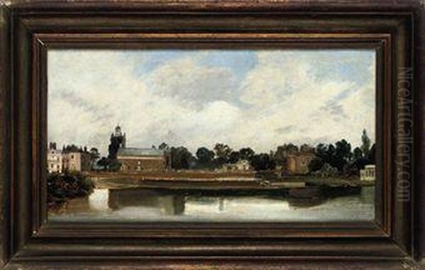 View Of The Thames With A Church And A Rower Oil Painting by Thomas Gainsborough