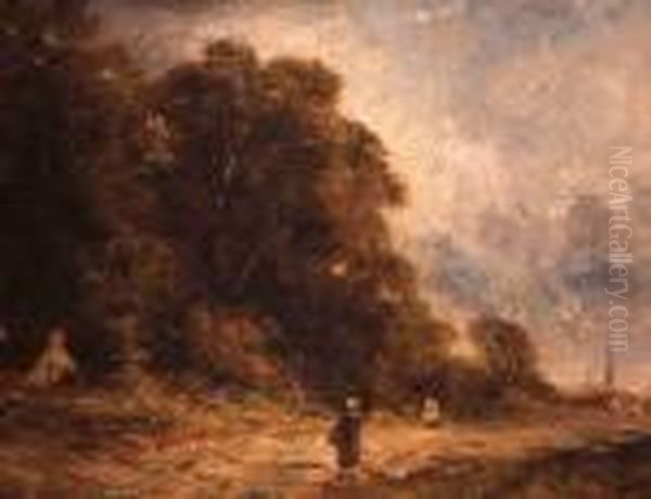 Wooded Landscape With Figure In A Lane Oil Painting by Thomas Gainsborough