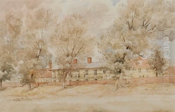 Seckford Almshouses From Fen Meadow, Woodbridge Oil Painting by Thomas Gainsborough