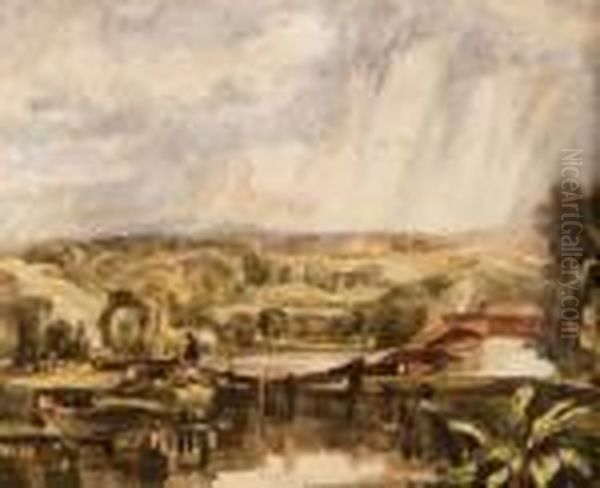 Figures By A Loch Oil Painting by Thomas Gainsborough