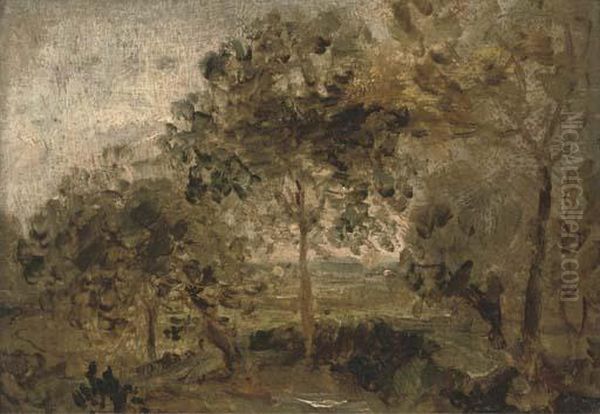 A Wooded Landscape Oil Painting by Thomas Gainsborough