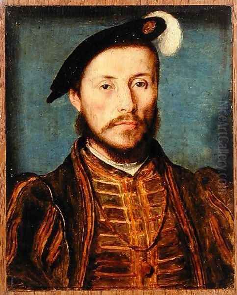 Portrait of a Man in a Feathered Cap Oil Painting by Corneille De Lyon