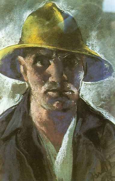 Self-portrait with Yellow Hat 1927 Oil Painting by David Jandi