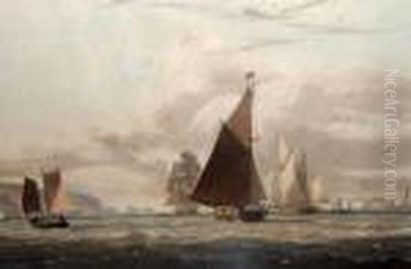 Distant View Of The Needles And Hurst Castle Oil Painting by William Daniell RA