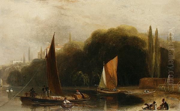 On The Thames Near Richmond Oil Painting by William Daniell RA