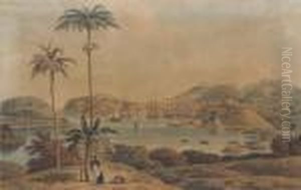 A View Of The Town Of St George And Richmond Heights In The Islandof Granada Oil Painting by William Daniell RA