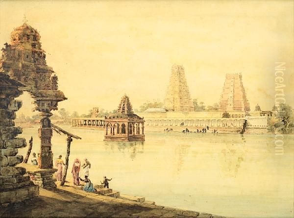 The Nataraja Temple At Chidambaram, Tamil Nadu, India Oil Painting by William Daniell RA