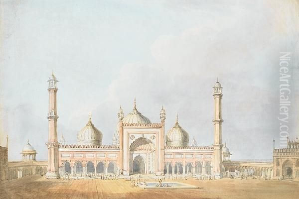 The Jama Masjid, Delhi, India Oil Painting by William Daniell RA