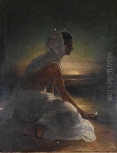 Portrait Of An Indian Lady Oil Painting by William Daniell RA