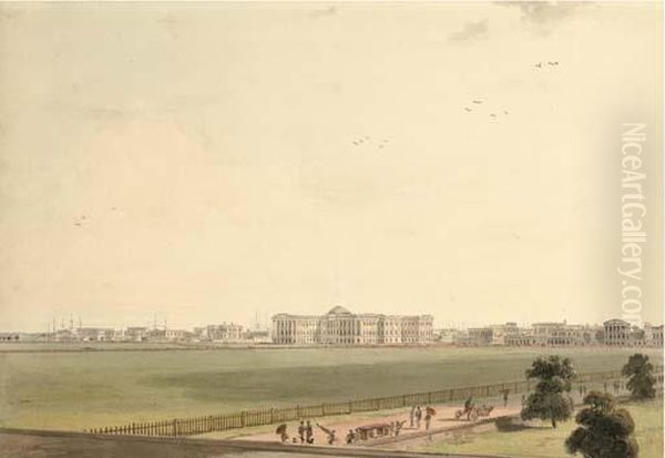 The Esplanade, Calcutta Oil Painting by William Daniell RA