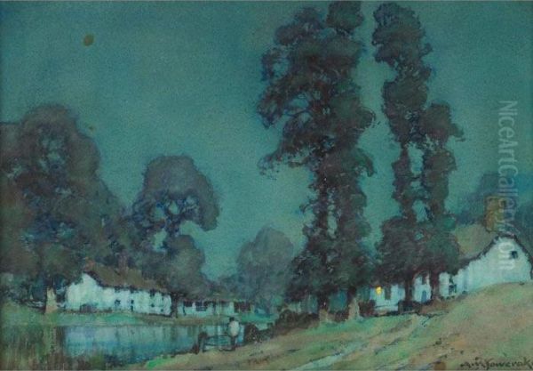 Moonlight, Devonshire Oil Painting by Albert Moulton Foweraker