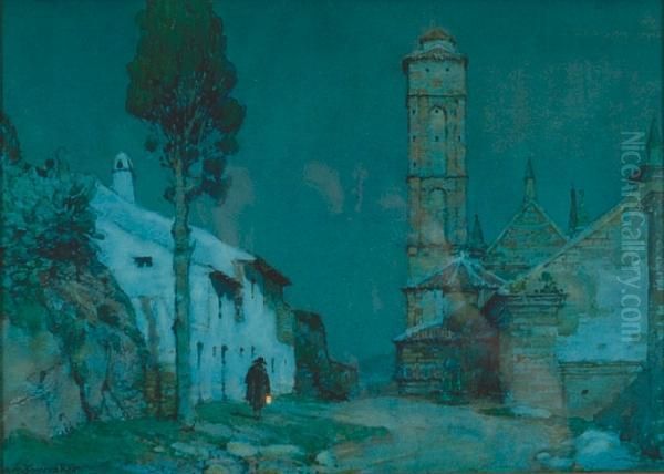 Moonlight - Santa Maria, Antequera Oil Painting by Albert Moulton Foweraker