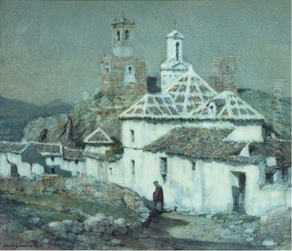 On The Outskirts Of A Spanish Village Oil Painting by Albert Moulton Foweraker