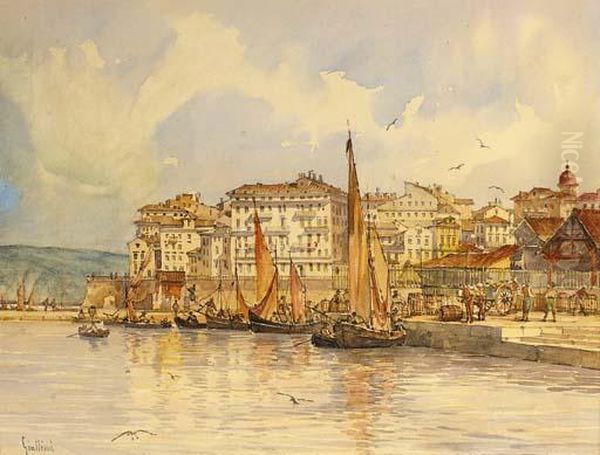 Grand Houses Near The Old Port, Corfu Oil Painting by Angelos Giallina