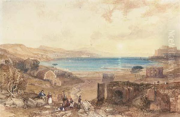 The Bay Of Baia, Naples Oil Painting by James Duffield Harding