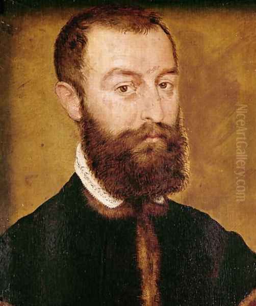 Portrait of a Man with a Beard or, Portrait of a Man with Brown Hair Oil Painting by Corneille De Lyon