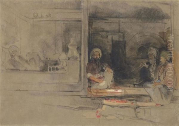 A Kibab Shop, Scutari, Asia Minor Oil Painting by John Frederick Lewis