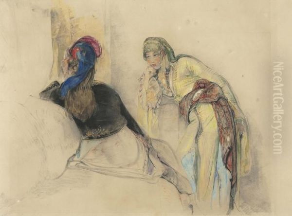 Two Women In An Interior, Bursa Oil Painting by John Frederick Lewis